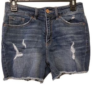 TIME & TRU HIGH RISE Distressed Raw Hem Shorts